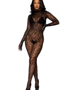 Leg Avenue Seamless Leopard Net Gloved Catsuit Animals