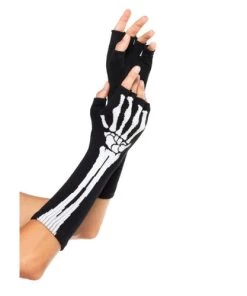 Leg Avenue Woven Skeleton Fingerless Gloves