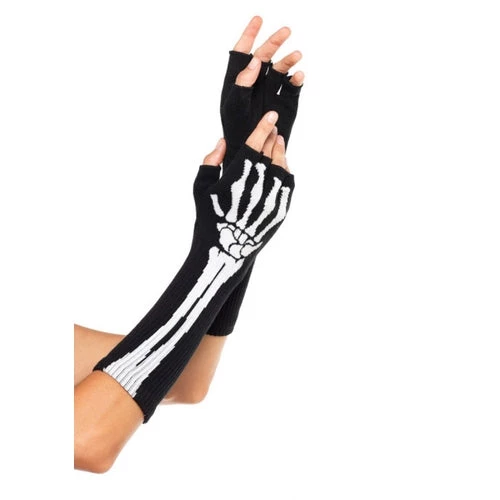 Leg Avenue Woven Skeleton Fingerless Gloves 3 Leg Avenue Woven Skeleton Fingerless Gloves