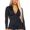 Leg Avenue Festival & Rave Zipper Front Long Sleeved Matte Romper