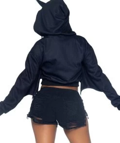 Leg Avenue Bat Cropped Hoodie With Wings