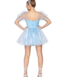 Leg Avenue Design Your Own Costumes Frosted Organza Babydoll Dress With Ruffled Sweetheart Neckline And Puff Sleeves