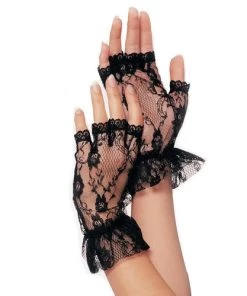 Leg Avenue Gloves & Arm Warmers Lace Ruffle Fingerless Gloves