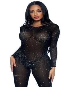 Leg Avenue Design Your Own Costumes Sheer Rhinestone Catsuit.
