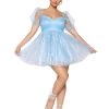 Leg Avenue Design Your Own Costumes Frosted Organza Babydoll Dress With Ruffled Sweetheart Neckline And Puff Sleeves