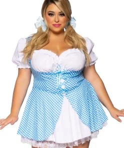 Leg Avenue Gingham Dress With Lace Up Front And Split Skirt Accent. Design Your Own Costumes