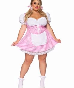Leg Avenue Design Your Own Costumes Gingham Dress With Lace Up Front And Attached Apron.