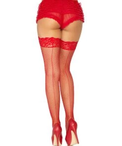 Leg Avenue Net & Lace Thigh Highs Amy Fishnet Thigh High Stockings