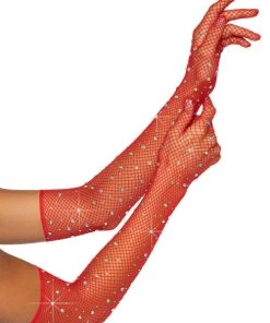 Leg Avenue Bling Ring Rhinestone Fishnet Gloves