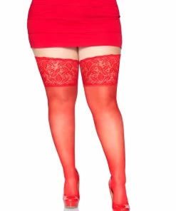 Leg Avenue Clara Thigh High Stockings Sheer And Opaque Thigh Highs