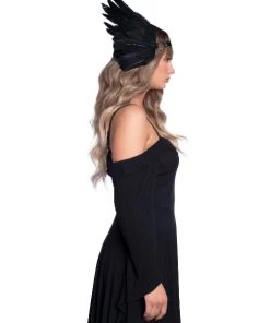 Leg Avenue Feather Headband With O-ring And Metal Filigree Medallion Accent