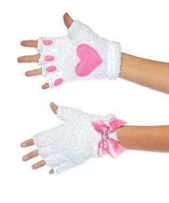 Leg Avenue Plush Kitty Paw Fingerless Gloves
