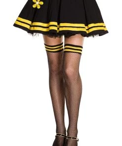 Music Legs Stripe Band Fishnet Thigh Hi