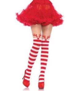 Leg Avenue Rudolph Reindeer Thigh High Halloween And Holiday Hosiery
