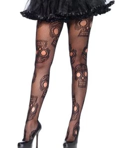 Leg Avenue Halloween And Holiday Hosiery Sugar Skull Net Tights