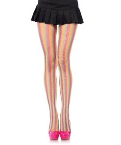 Leg Avenue Tay Rainbow Striped Fishnet Tights Net & Lace Tights