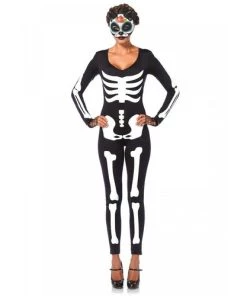 Leg Avenue Spooky Printed Glow In The Dark Skeleton Catsuit