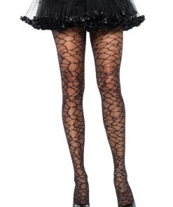 Leg Avenue Sheer Opaque Tights Spandex Sheer Woven Crackle Print Tights