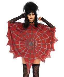Leg Avenue Capes And Hoods Gothic Glitter Spider Web Costume Poncho