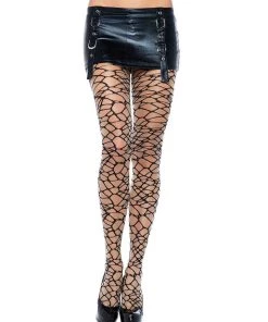 Leg Avenue Sheer Opaque Tights Spandex Sheer Woven Crackle Print Tights