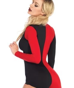 Leg Avenue Zipper Front Two Tone Harlequin Romper Costume Superhero