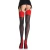 Leg Avenue Sheer And Opaque Thigh Highs Lycra Cuban Heel Two Toned Stocking