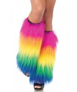 Leg Avenue Legging Footless Tights And More Furry Rainbow Leg Warmers O/S MULTICOLOR