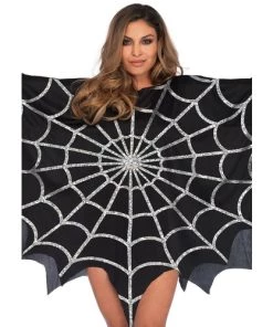 Leg Avenue Capes And Hoods Gothic Glitter Spider Web Costume Poncho