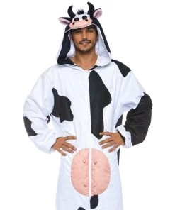 Leg Avenue Moooo Cow Zipper Front Fleece Jumpsuit Animals