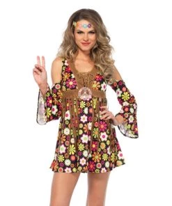 Leg Avenue Oldies Time Period Starflower Hippie Dress Costume