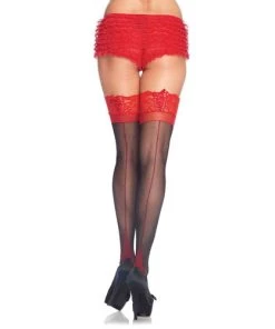 Leg Avenue Sheer And Opaque Thigh Highs Jenn Sheer Lace Top Stockings